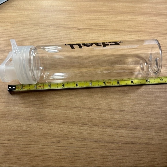 Drink Logic Brand HERTZ Water Bottle Clear With Flip Top and Measurements - Picture 5 of 6